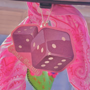 Pink and purple dice shape air fresheners